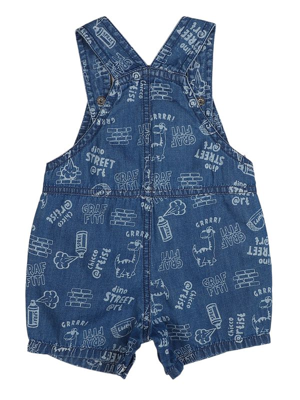 Boys Medium Blue Woven Short Dungaree image number 1